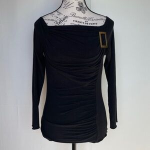 Lew Megram Collection long sleeve draped buckle blouse top size S small NWOT